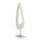 20" White Polystone Cut-Out Abstract Sculpture with Marble Stand